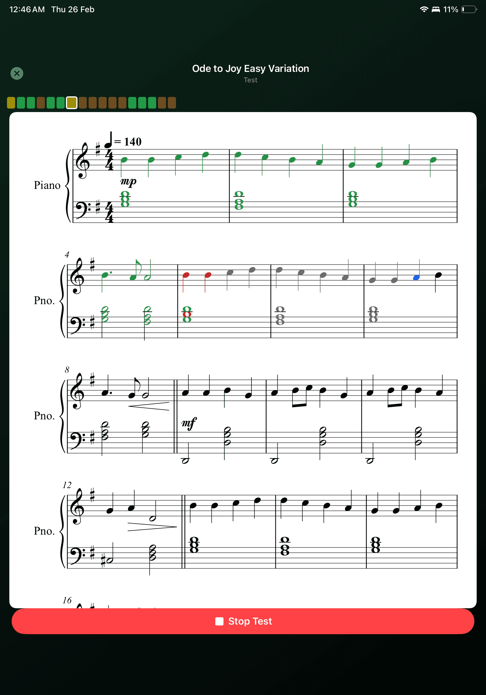 Real-time feedback across notes, timing, and touch
